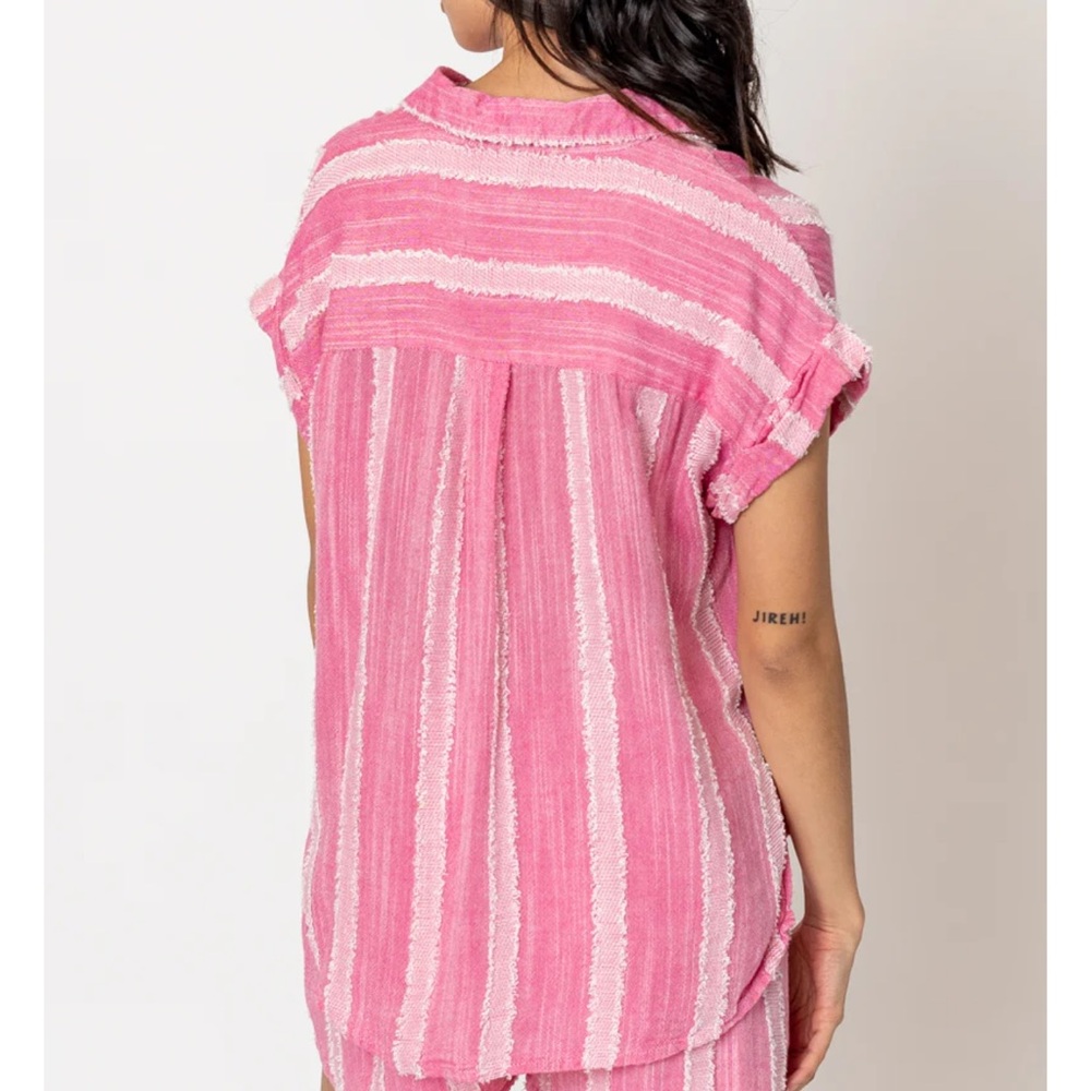Pink Striped Button-Up Shirt - Picture 4 of 5